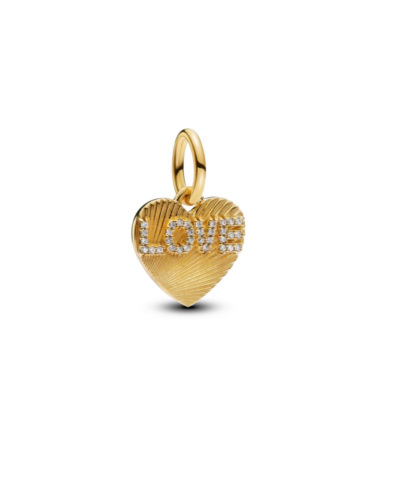 Gold-Plated Engravable Love Heart Dangle Charms