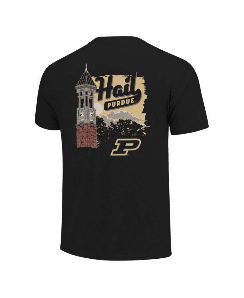 Men's and Women's Black Purdue Boilermakers Hyper Local Clock Tower T-Shirt