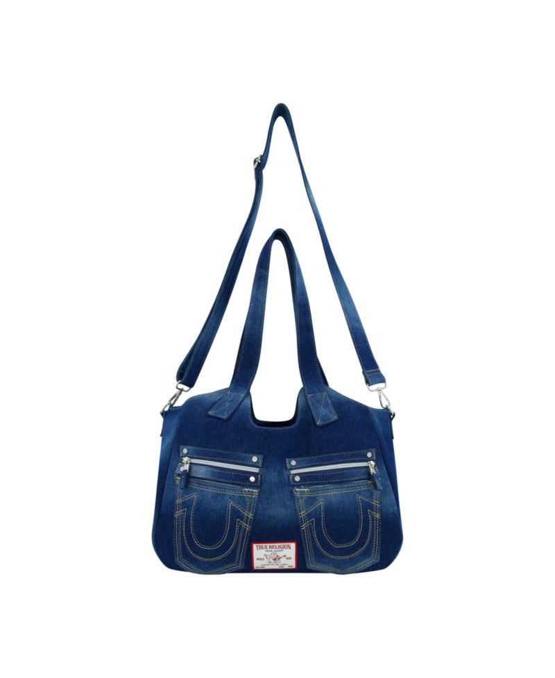 Horseshoe Stitch DARK DENIM Satchel Bag