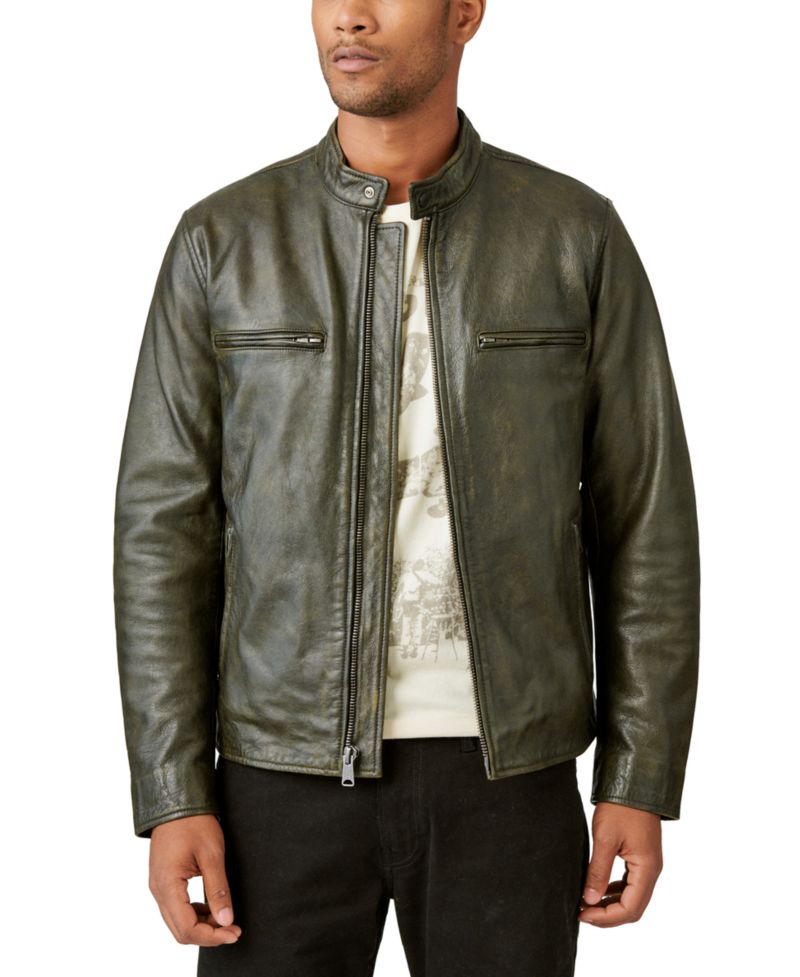 Men's Washed Leather Zip-Front Bonneville Jacket