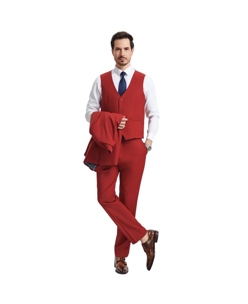 Men's Hybrid-Fit 3pc Notch Lapel Suit Set, Jacket Vest and Pants