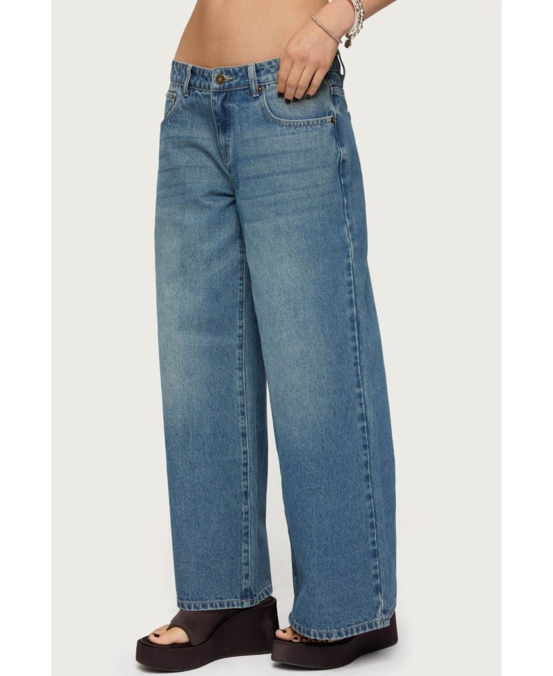 Womens Vyxen Vintage Washed Low Rise Jeans