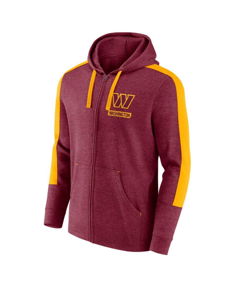 Men's Heather Burgundy Washington Commanders Gains Full-Zip Hoodie