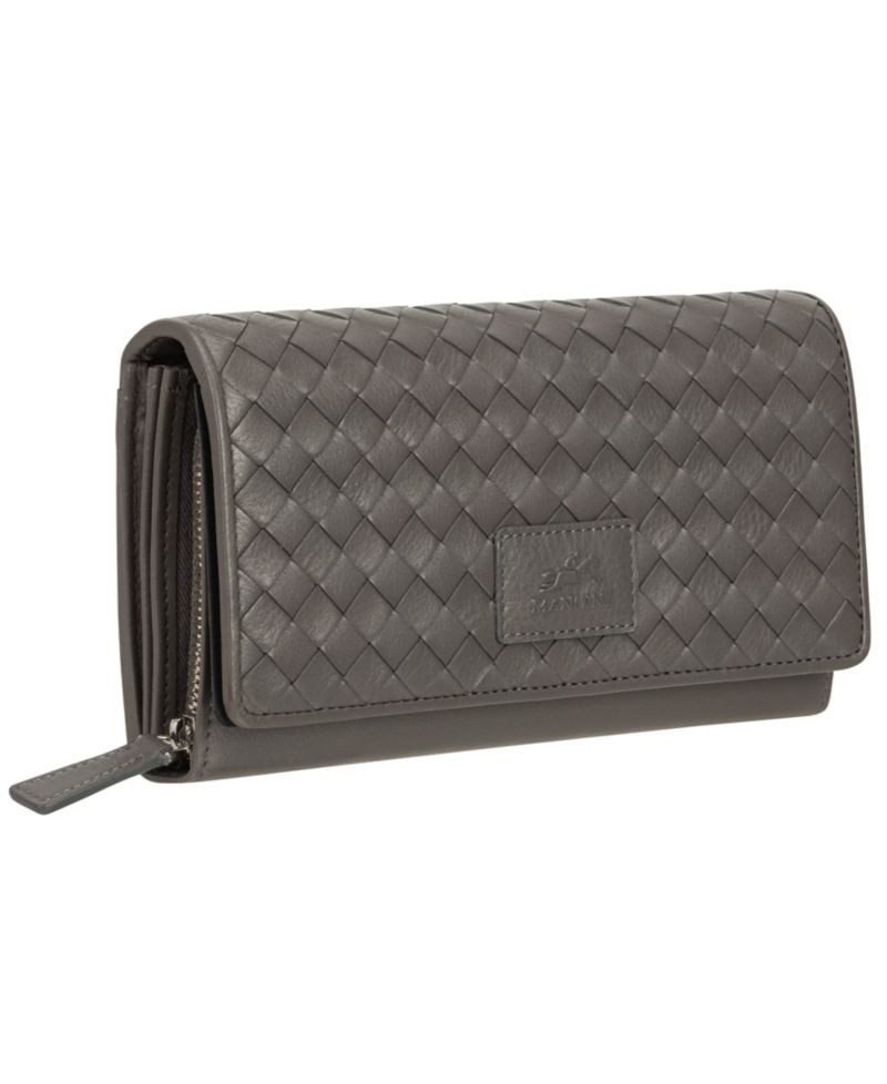 Women's Basket Weave Collection RFID Secure Clutch Wallet