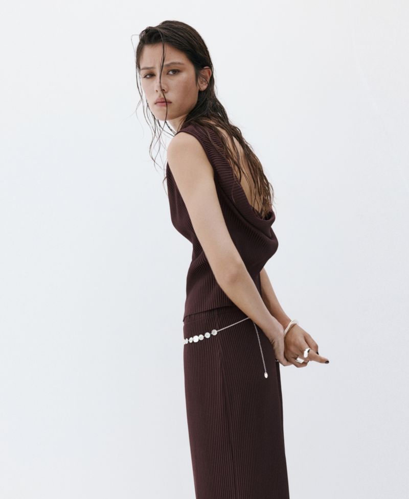 Women's Bead Detail At The Back Textured Top