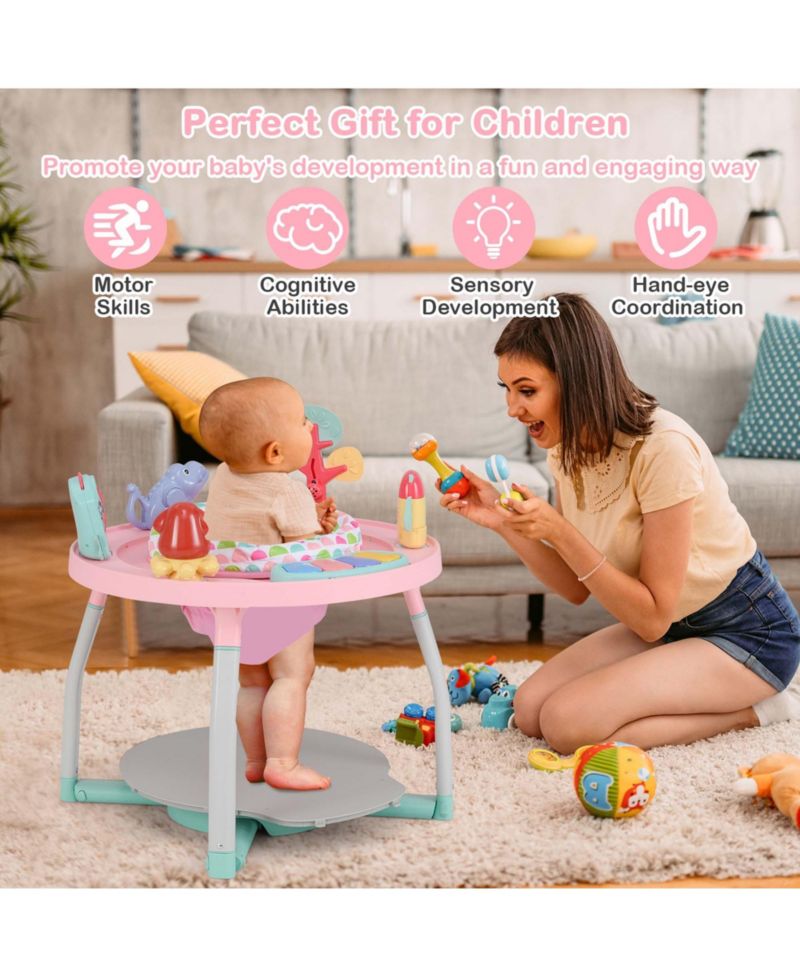 5-in-1 Baby Activity Center with Rotating Seat Removable Toys Lights