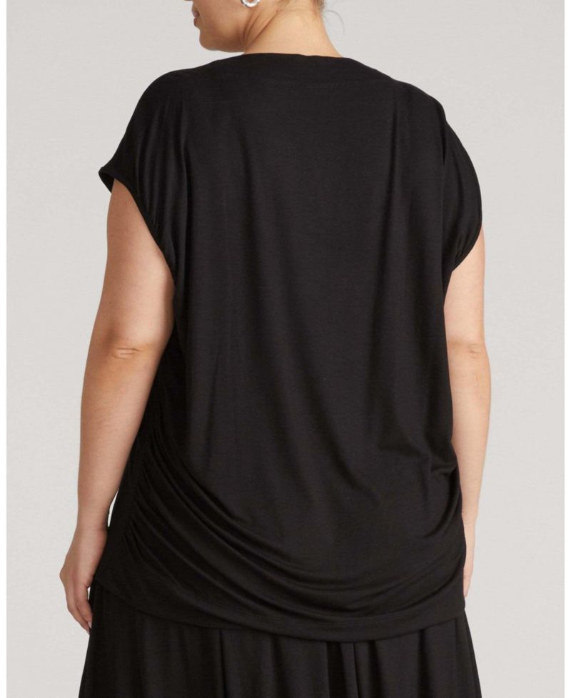 Plus Size Alida Draped Liquid Jersey Boat-Neck Top