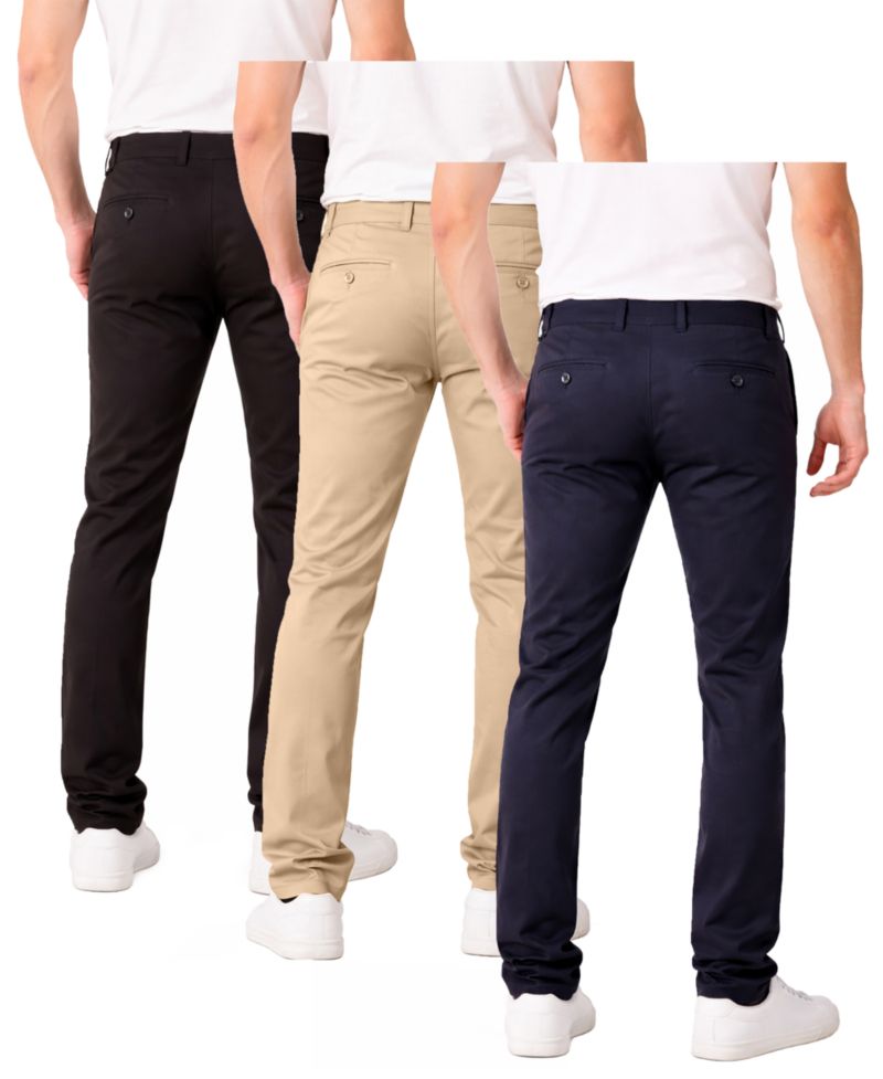 Men's Super Stretch Slim-Fit Chino Pants, 3-Pack