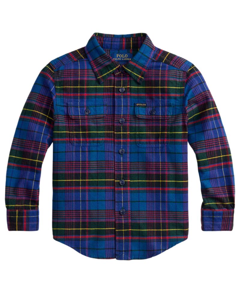 Boys' 2T-7 Plaid Long-Sleeve Oxford Workshirt