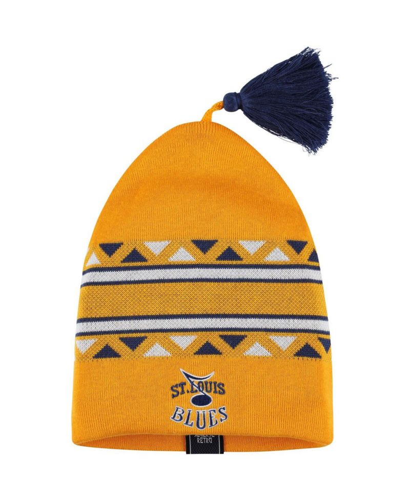 Men's Gold St. Louis Blues Reverse Retro Knit Beanie with Tassel