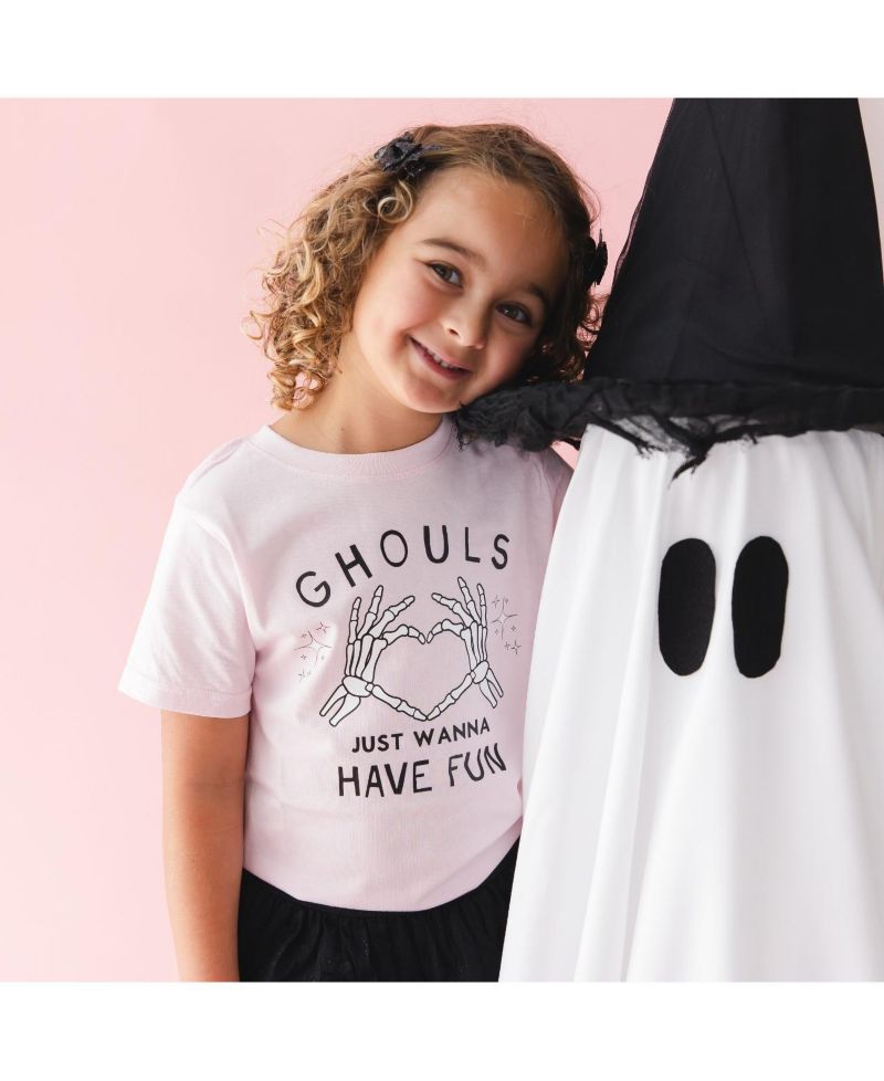 Little Girls Ghouls Just Wanna Have Fun Halloween Short Sleeve T-Shirt