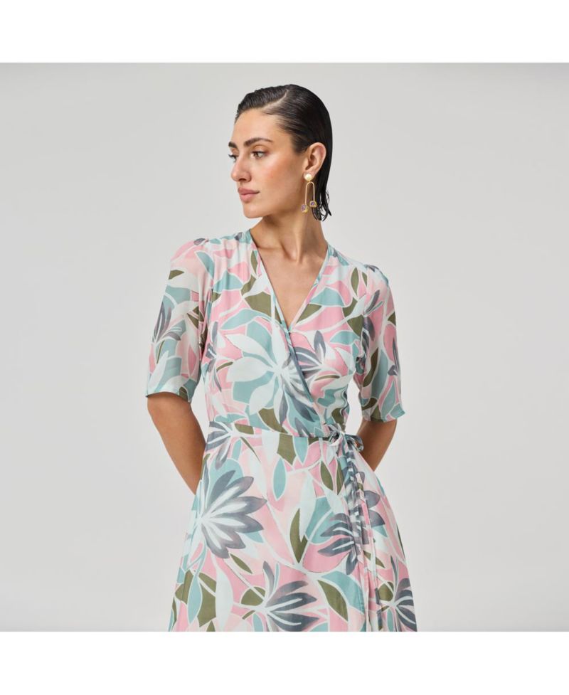 Women's Floral Print A-Line Wrap Maxi Dress