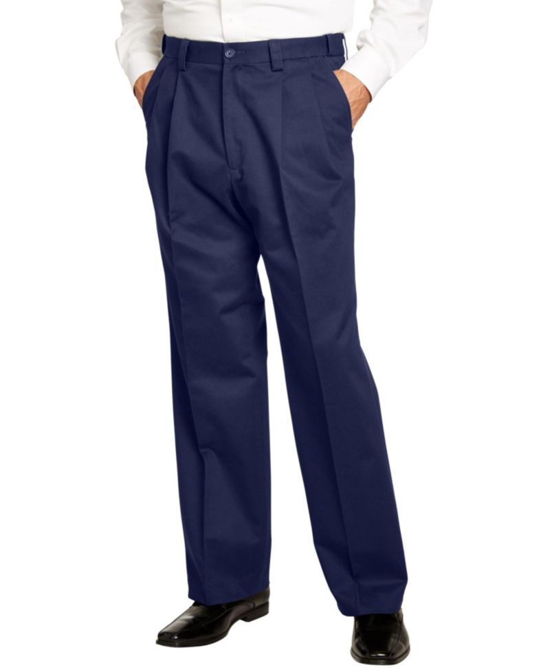 Men's Relaxed Fit Wrinkle-Free Expandable Waist Pleated Pants