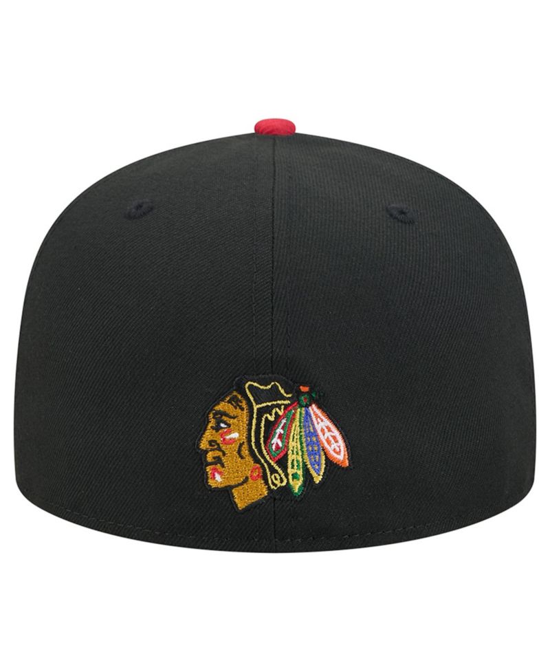 Men's Black/Red Chicago Blackhawks City Icon Stitched Overlay 59FIFTY Fitted Hat