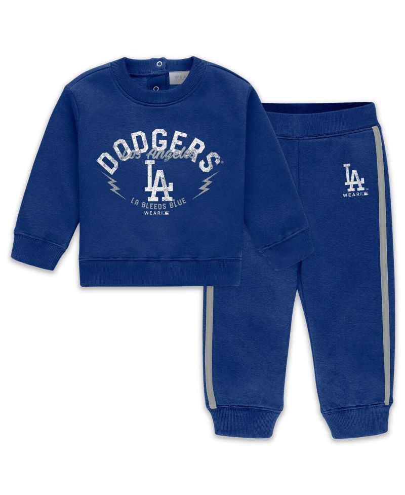 Newborn 2-Piece Royal Los Angeles Dodgers Fleece Crewneck and Pants Set