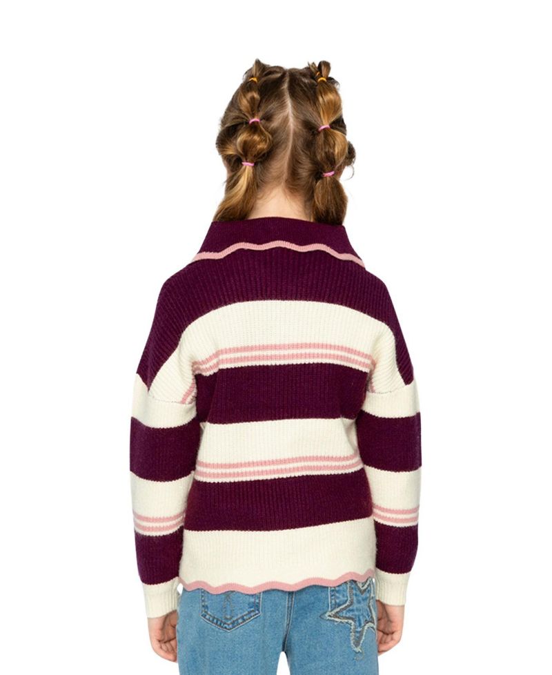 Little and Big Girl 6-14 Years Scalloped Collar Sweater