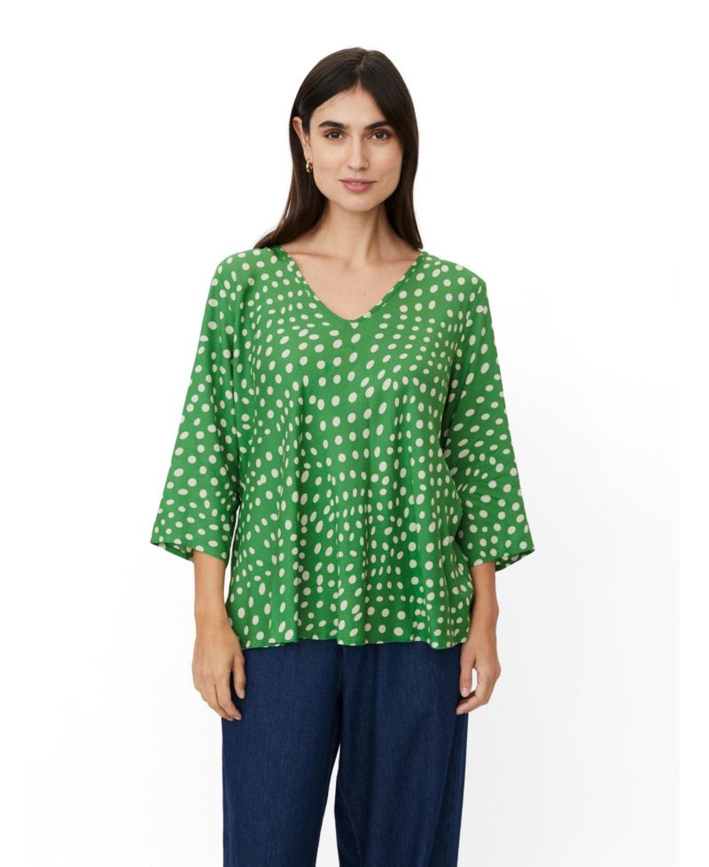 Women's MaKatacia V-Neck 3/4-Sleeve Polka-Dot Blouse