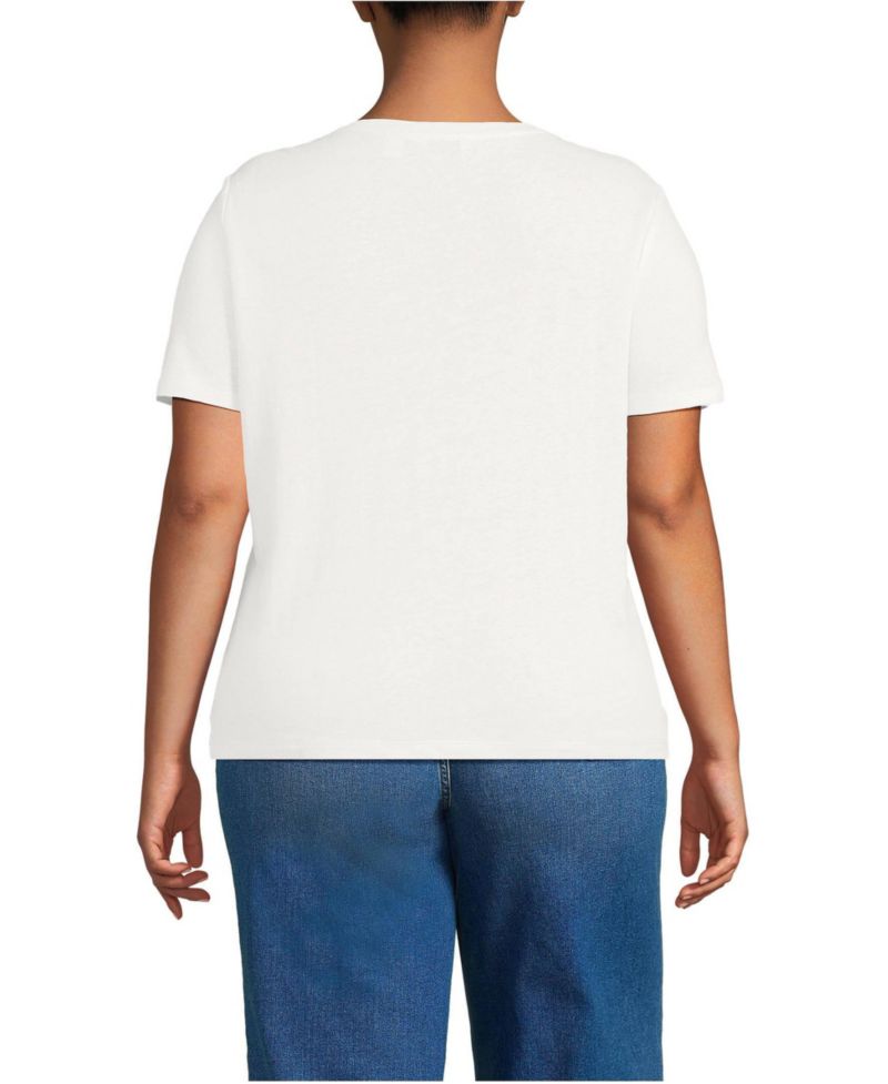 Plus Size Short Sleeve Linen Blend V-neck Tee