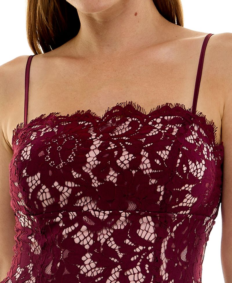 Juniors' Lace Fit & Flare Godet Dress