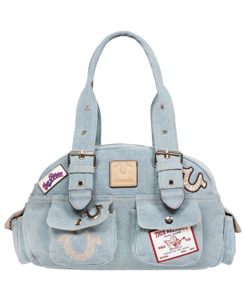 Multi-Patch Denim Satchel