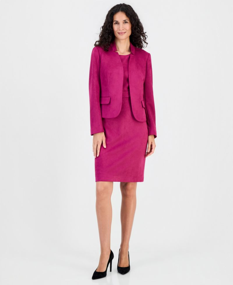 Women's Crewneck Faux Suede Sleeveless Sheath Dress