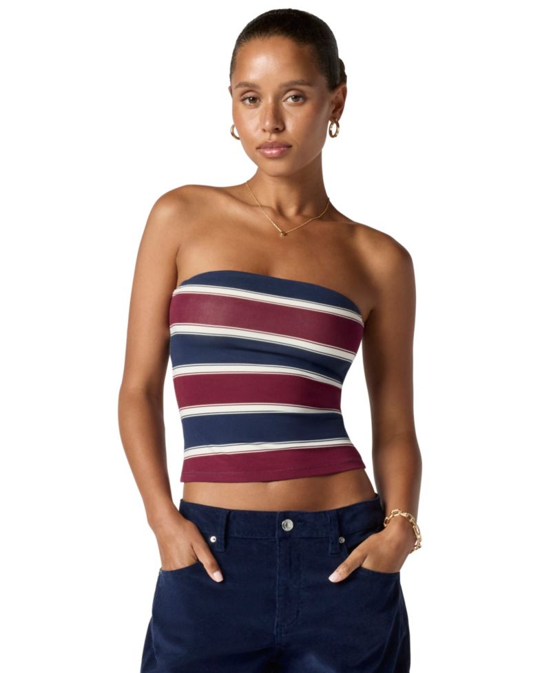Juniors' Striped Stretch Strapless Tube Top