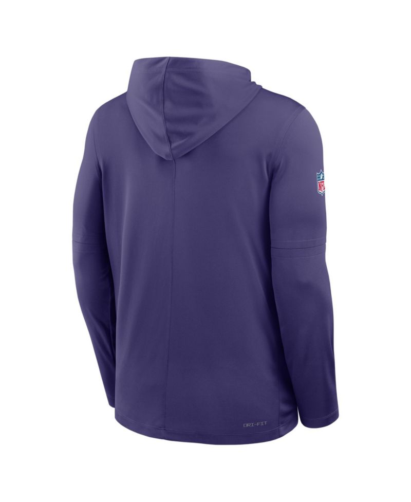 Men's Purple Baltimore Ravens Sideline Pure Performance Long Sleeve Hoodie T-Shirt