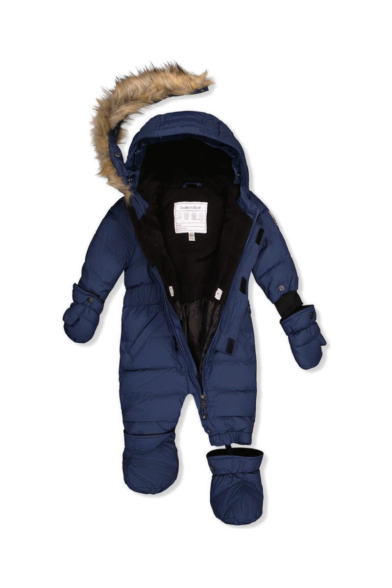 Baby Unisex Original One Piece Puffy Snowsuit with Removable Mittens and Boots.