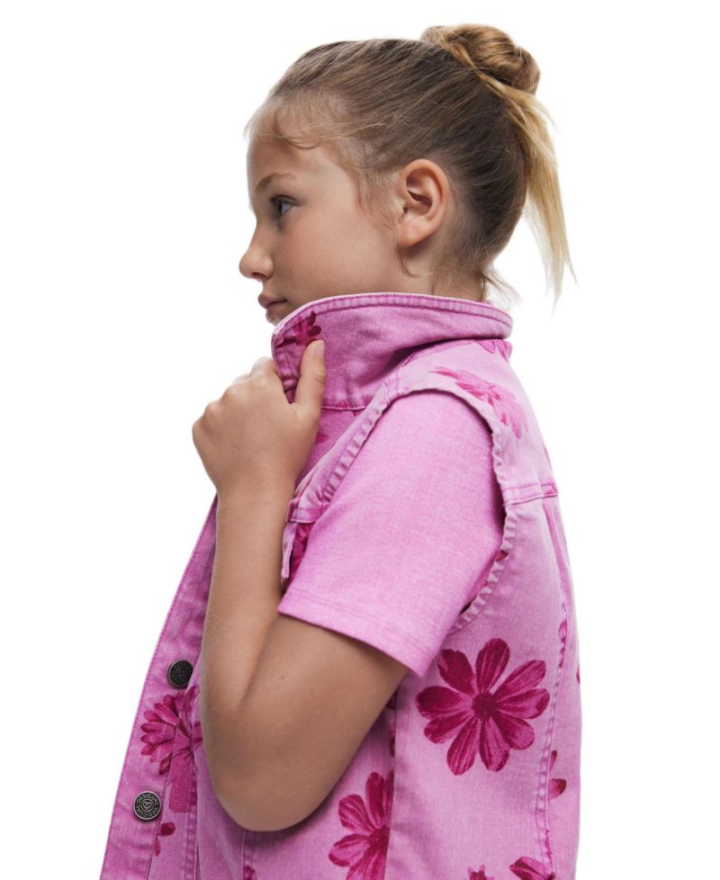 Girls's Denim vest flowers