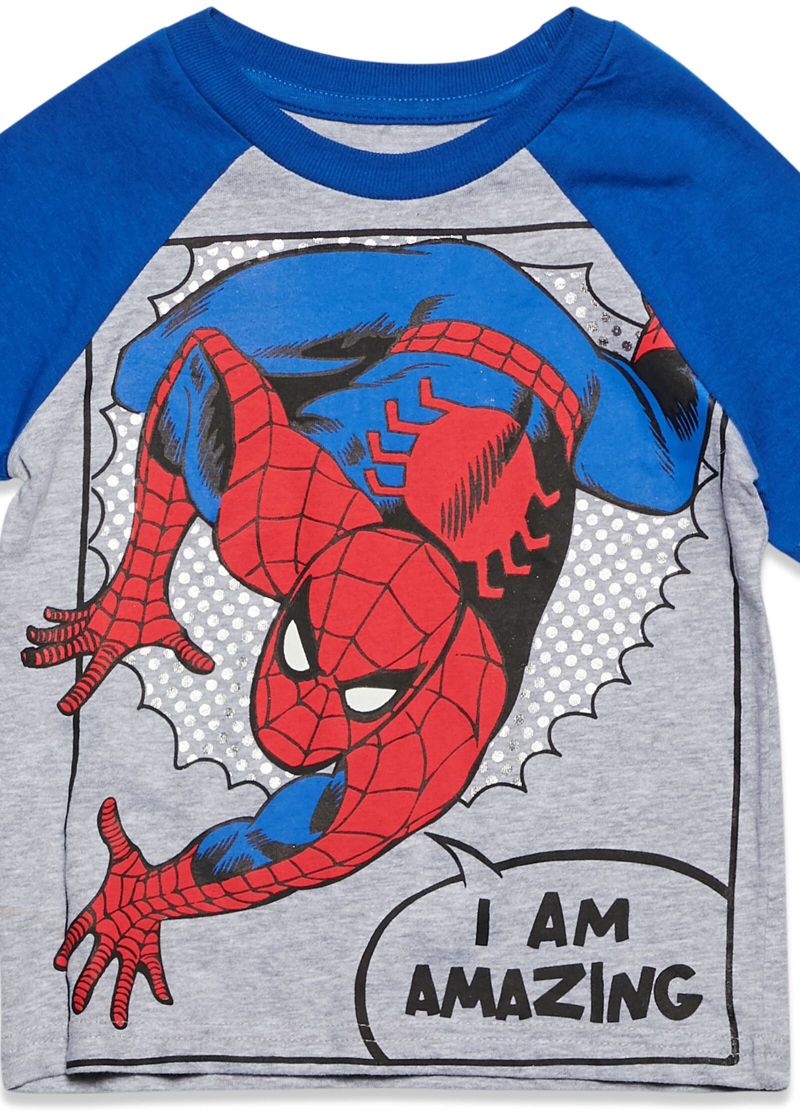 Little Boys Marvel Captain America Black Panther Iron Man Short Sleeve Graphic T-Shirt