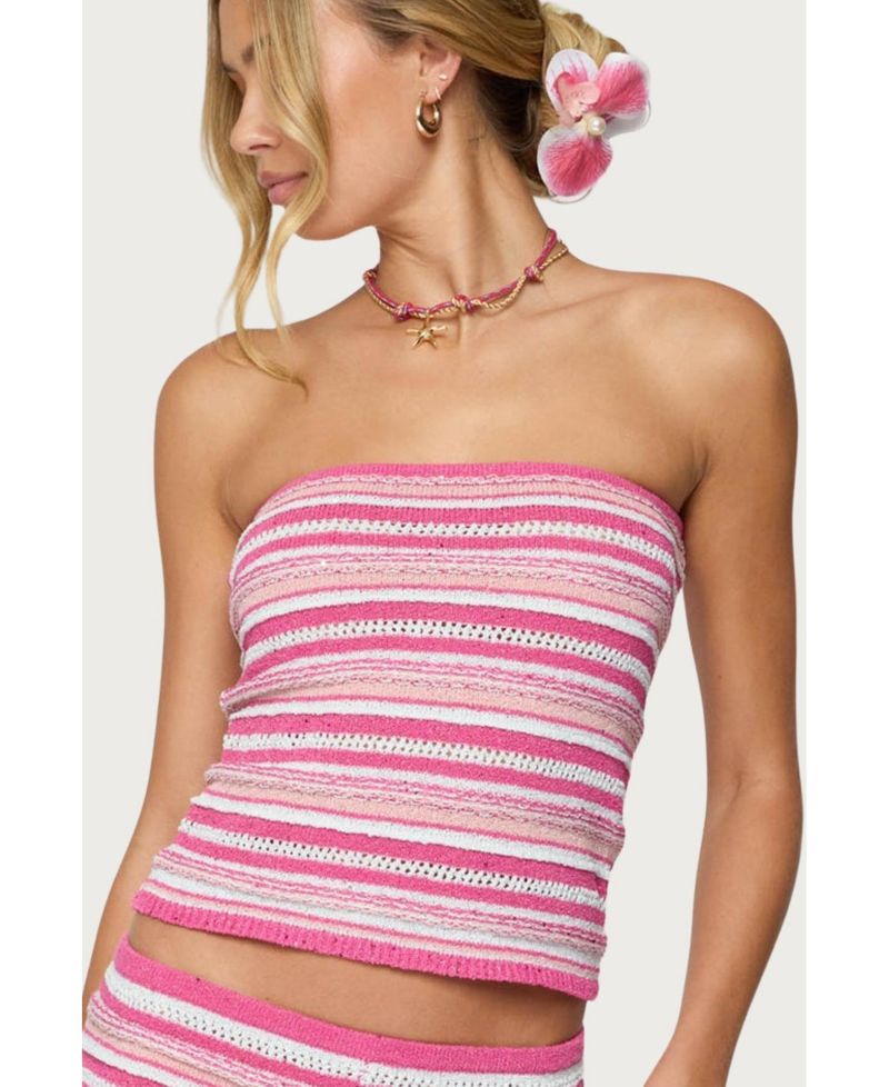 Women's Nola Striped Textured Knit Strapless Top