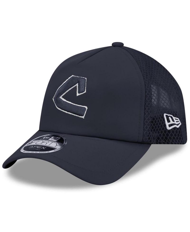 Men's Navy Cleveland Indians 2026 Batting Practice Alternate Apex 9FORTY Adjustable Hat