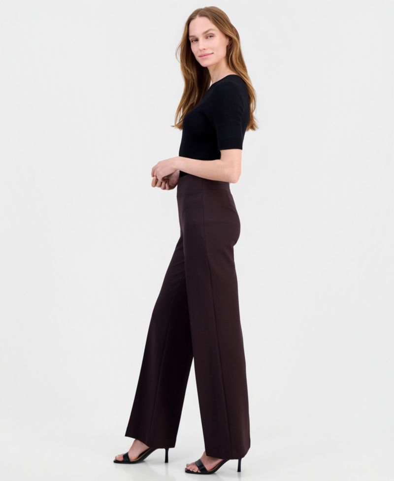 Petite High Rise Pull-On Wide-Leg Pants