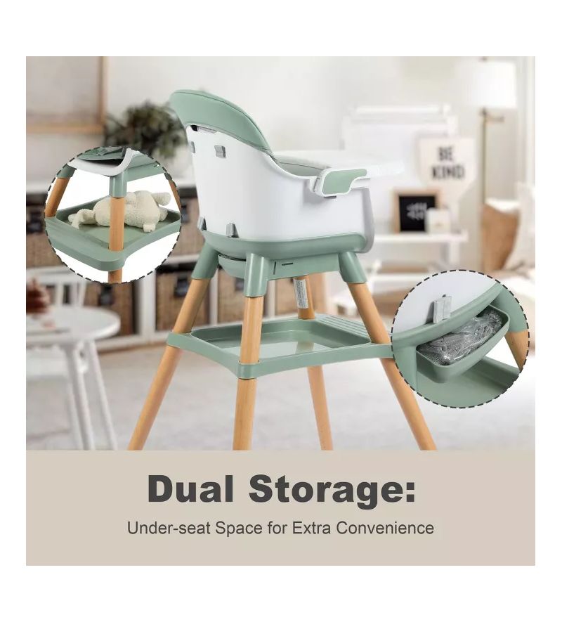 7-in-1 Convertible Baby High Chair with Removable Tray and 5-Point Harness