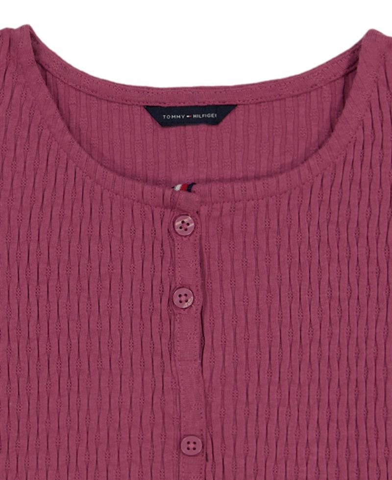 Girls' 7-16 Pointelle Rib Short-Sleeve Top