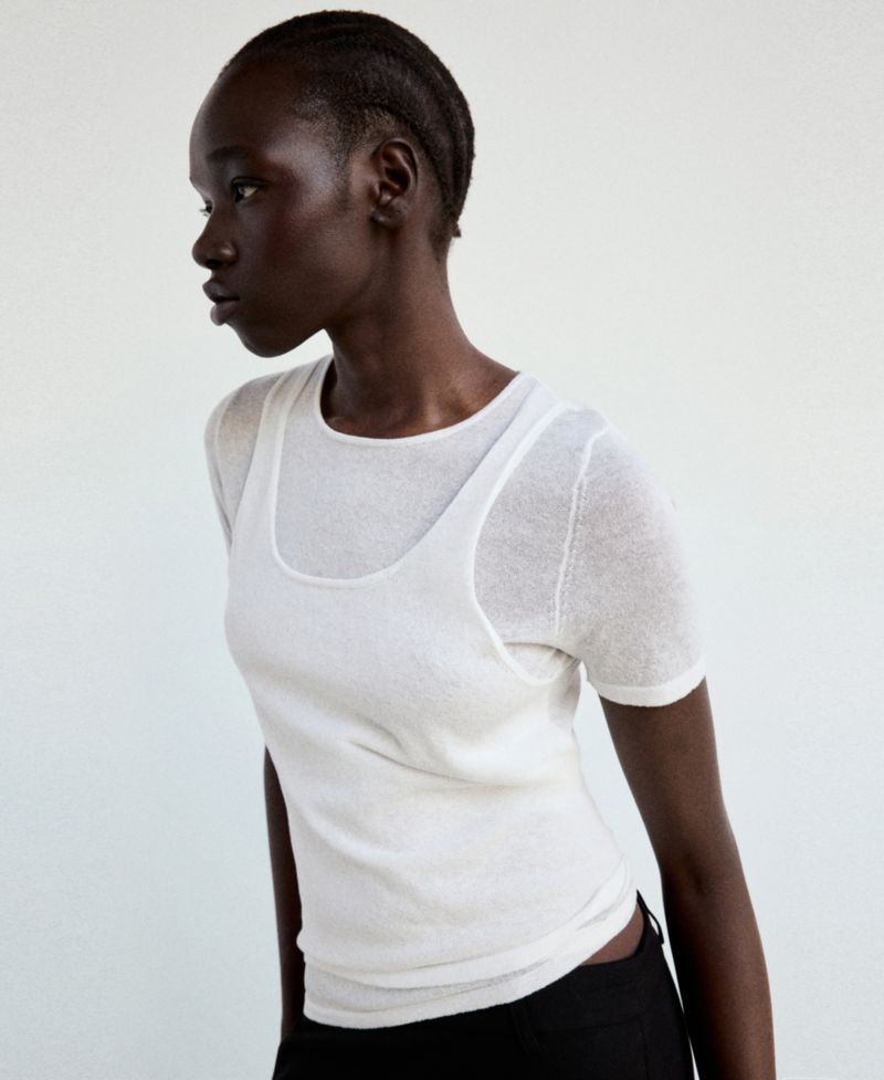 Women's Layered Lightweight Cotton-Blend Sweater