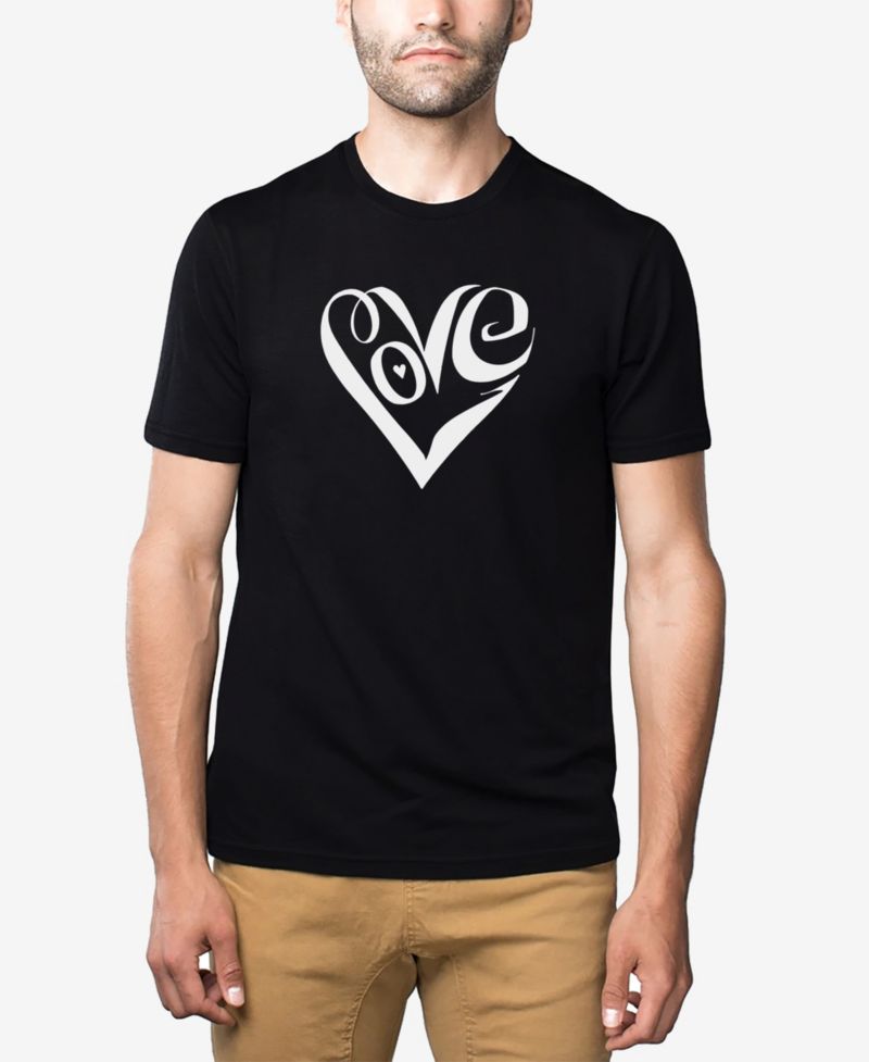 Men's Cotton/Poly Blend Word Art Script Love Heart T-shirt