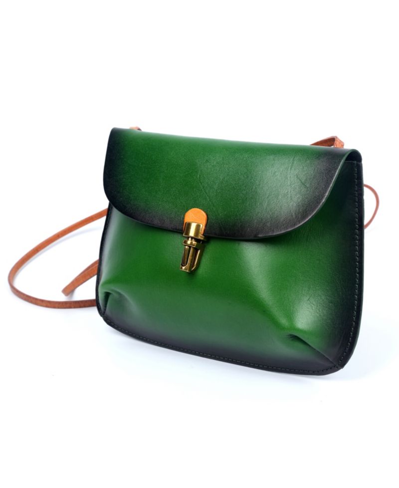 Ada Small Leather Pushlock Crossbody Bag