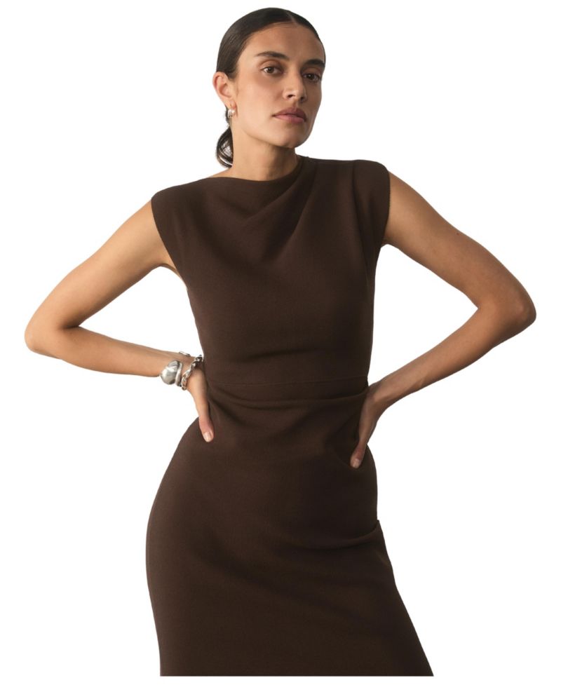 Women's Genova Cowl Neck Sleeveless Midi Knit Dress