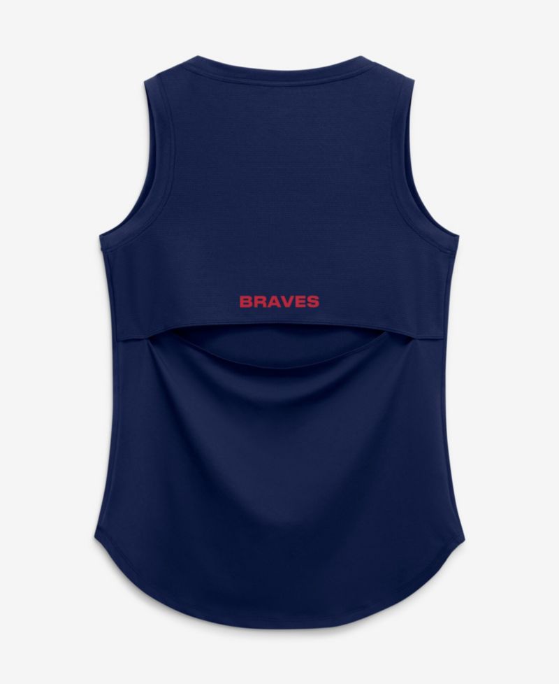 Women's Navy Atlanta Braves Draped Mesh Back Performance Tank Top