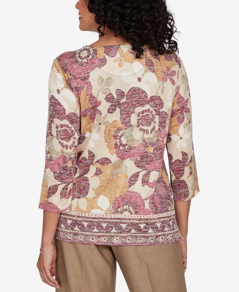 Women's Union Square Exploded Floral Geo Border Top