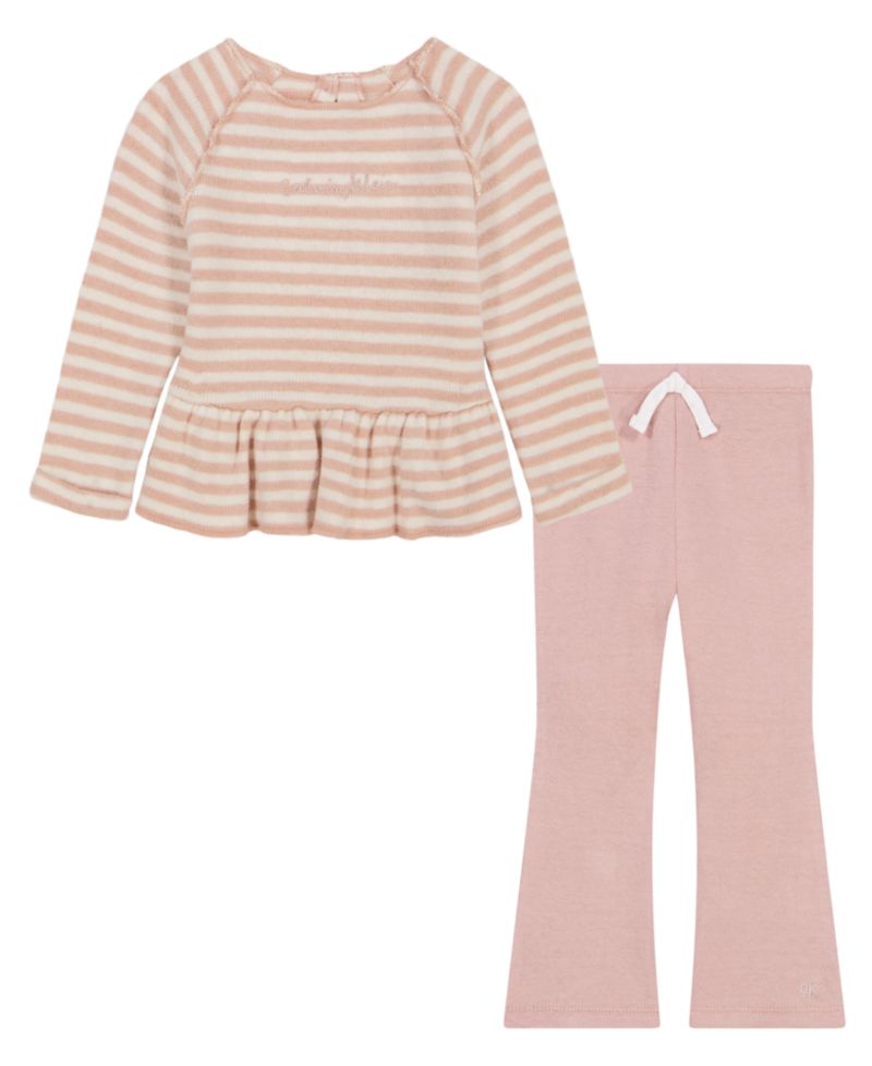Baby Girls' Long-Sleeve Striped Flared-Leg Top and Flare Pants, 2-Piece Set