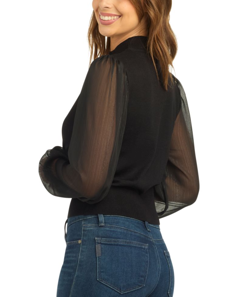 Juniors' Mock Neck Long-Sleeve Pullover Sweater