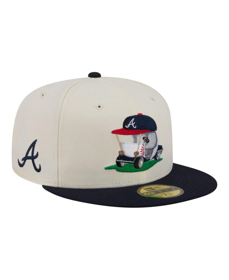 Men's Cream/Navy Atlanta Braves Bullpen Cart 59FIFTY Fitted Hat