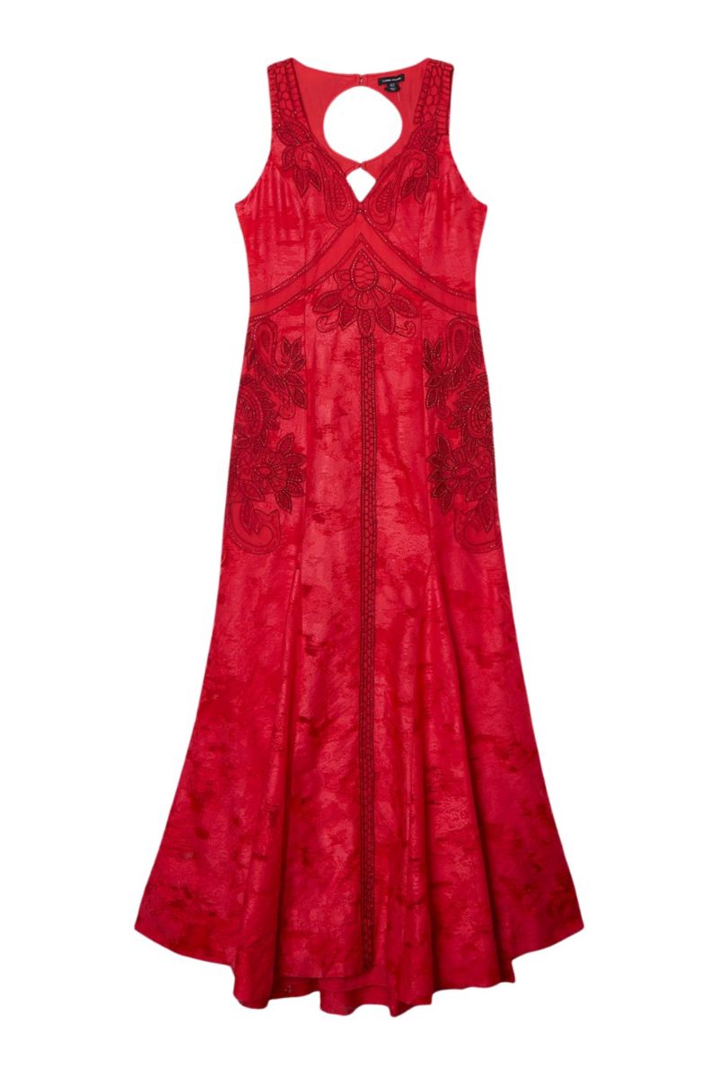 Women's Beaded Open Back Maxi Dress