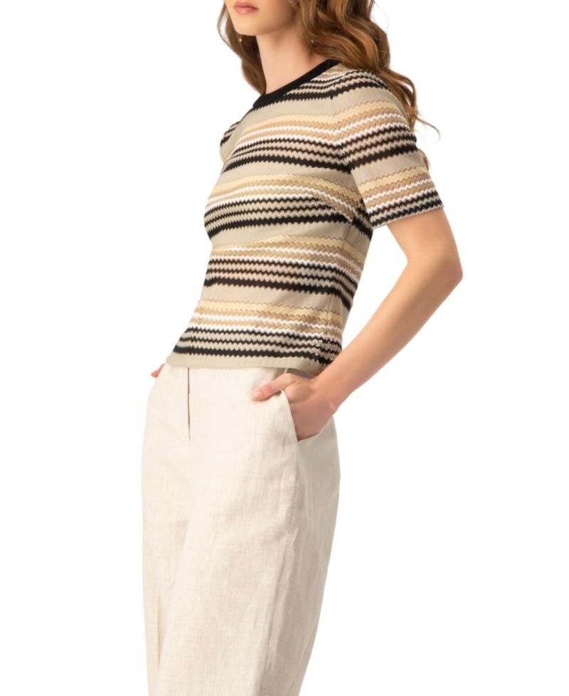 Women's Chevron Stripe Crochet Knit Top