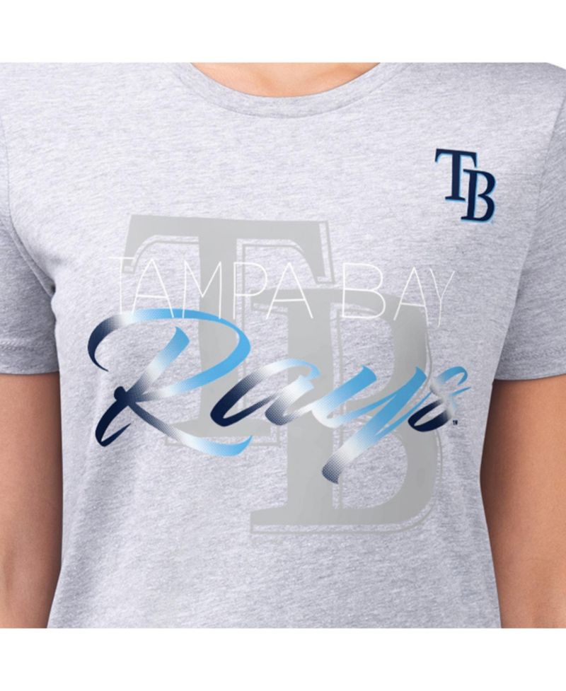 Women's Heather Gray Tampa Bay Rays Super-Slim Fit Lightweight Shadow Logo Graphic T-Shirt