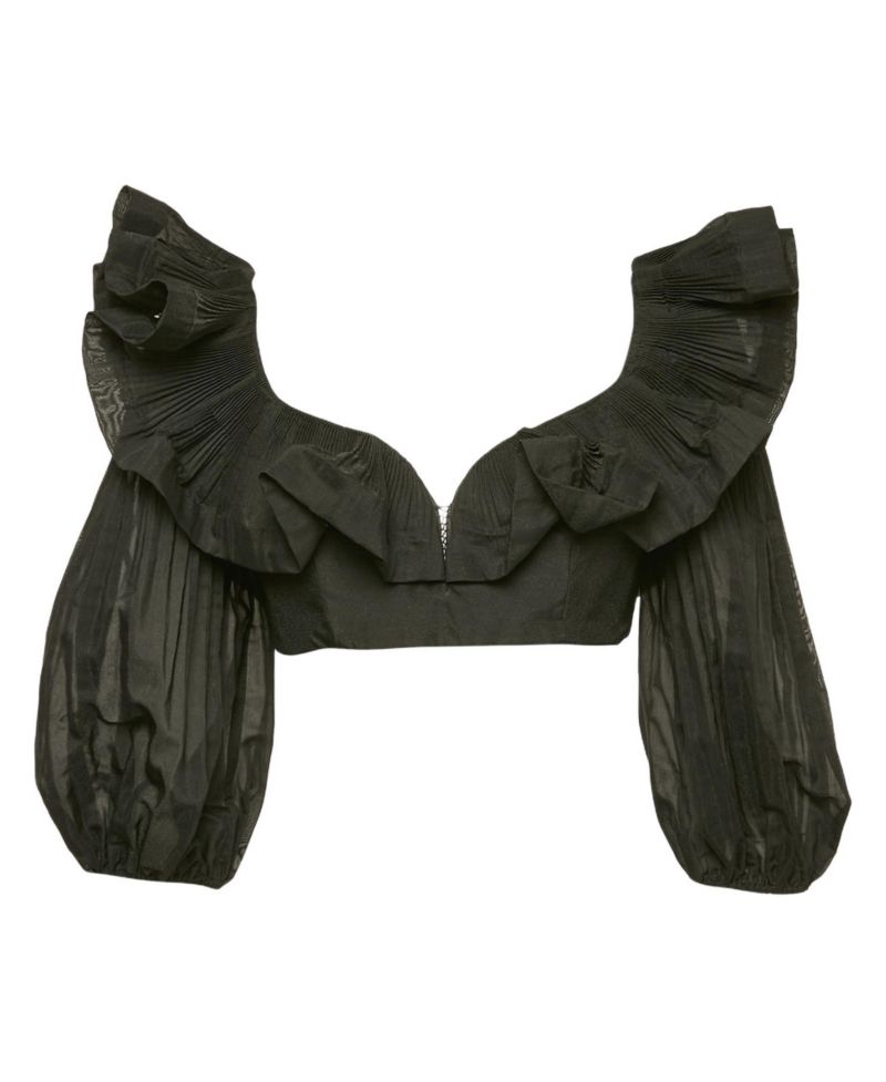 Women's Crepe Ruffled Crop Top