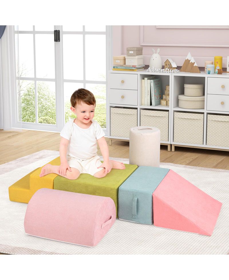 Kids 6-Piece Climbing Blocks with 30D High-Density Foam and Carrying Handles