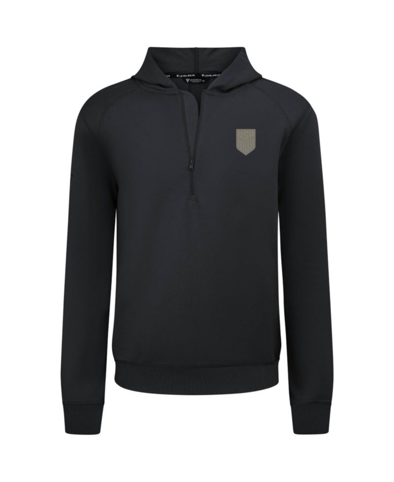 Men's Black USMNT Technic Tri-Blend Quarter-Zip Hoodie